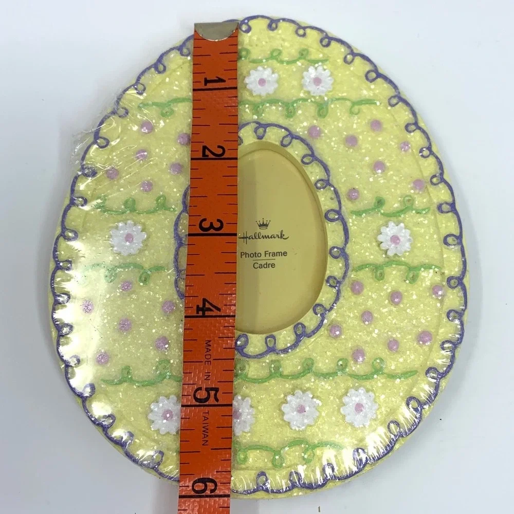 Hallmark Easter Egg Photo Frame Yellow Glitter Floral‎ Pastel Wrapped NWT